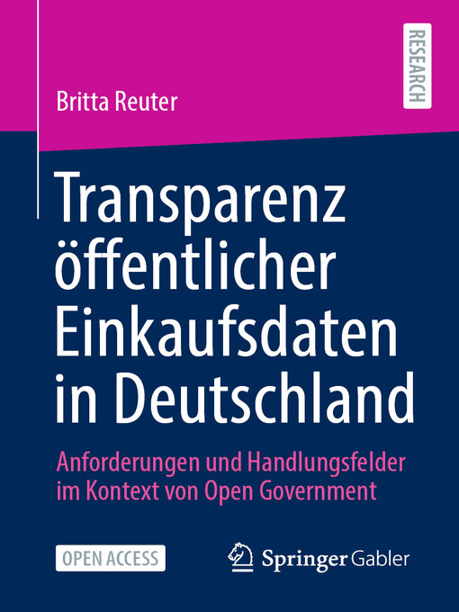 Title details for Transparenz öffentlicher Einkaufsdaten in Deutschland by Britta Reuter - Available